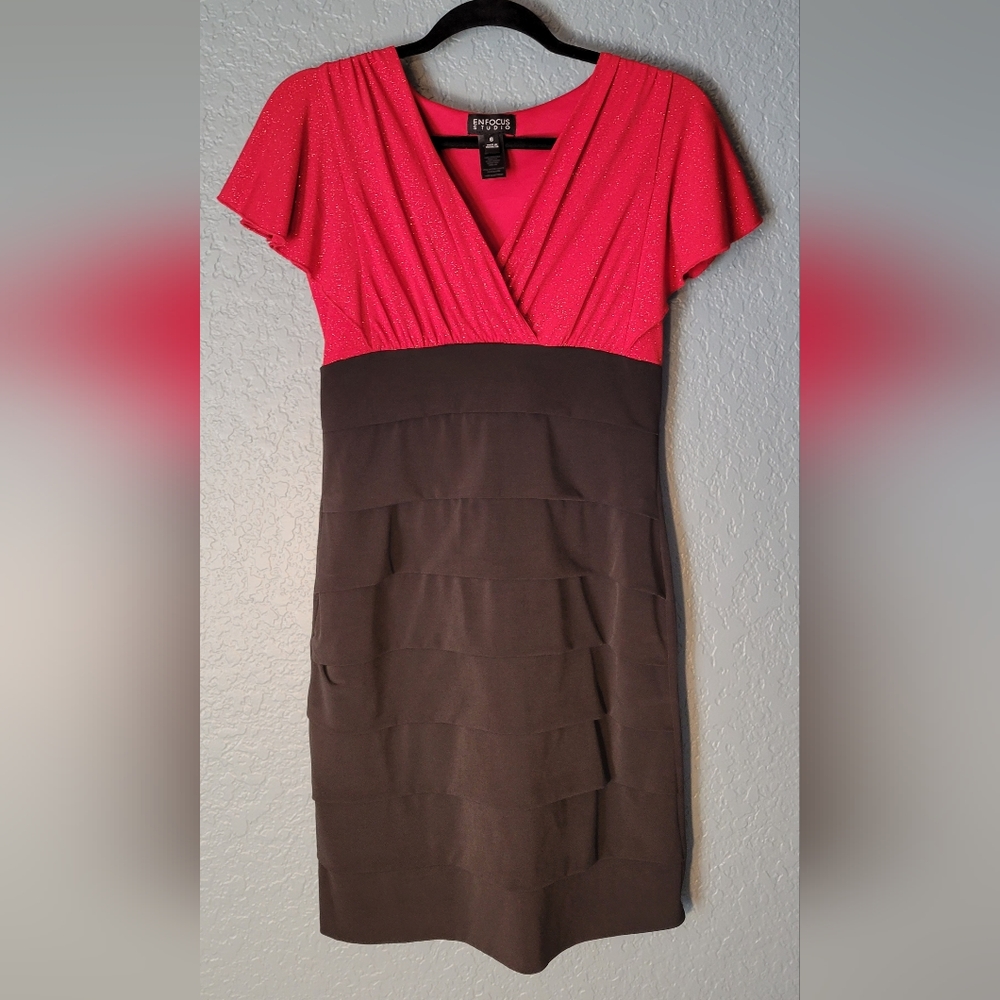 Red and black Enfocus Studio dress, size 6.
